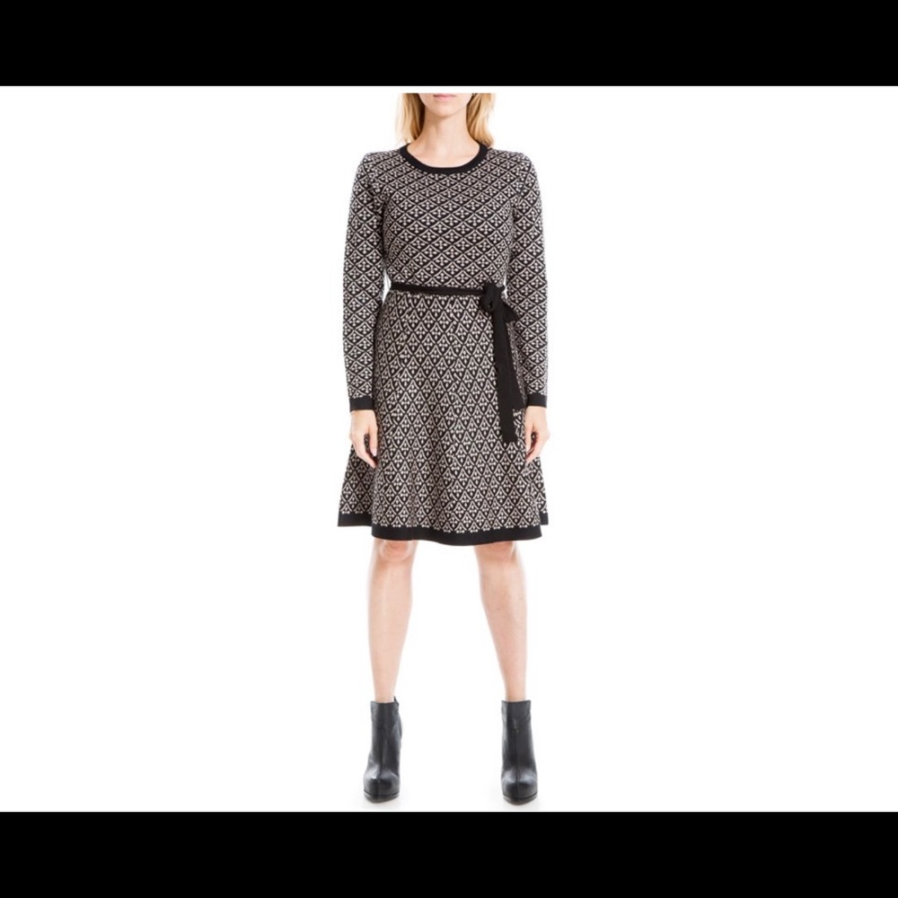Max Studio Women's Long Sleeve Fit & Flare Sweater Dress